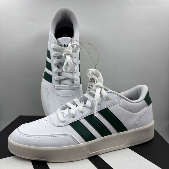 Adidas Breaknet 3.0 Men’s Size 10 White Green Low Top Court Style Shoes JR3549